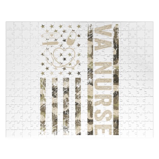 VA Nurse Camouflage Patriotic US Flag Nurse Life Jigsaw Puzzles