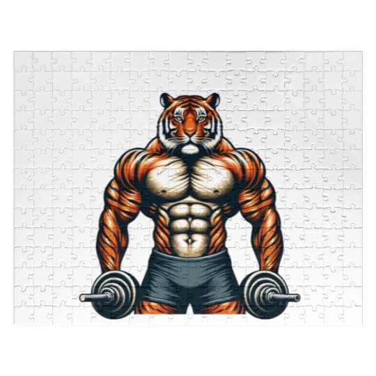 tiger bodybuilding, get strong or die trying Jigsaw Puzzles