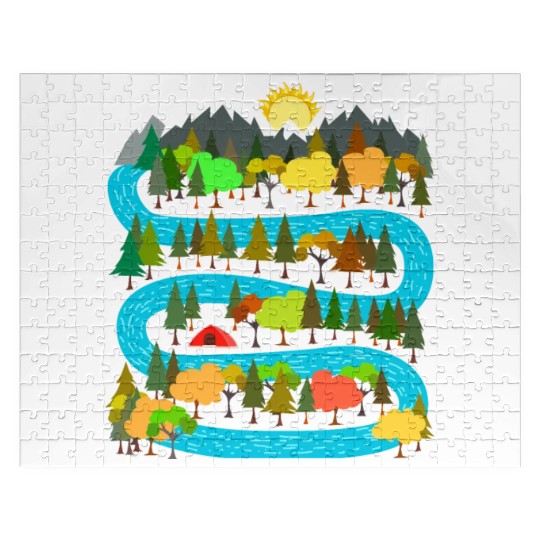 RIVER CAMPING DESIGN Jigsaw Puzzles