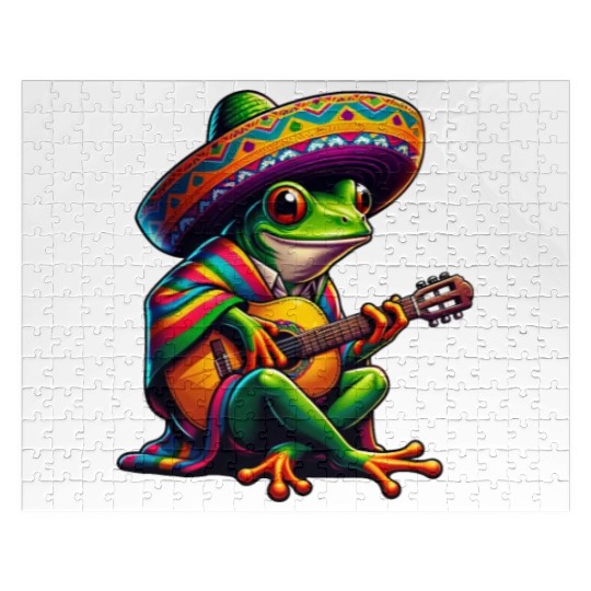 Cinco de Mayo Frog Mariachi Guitar Jigsaw Puzzles