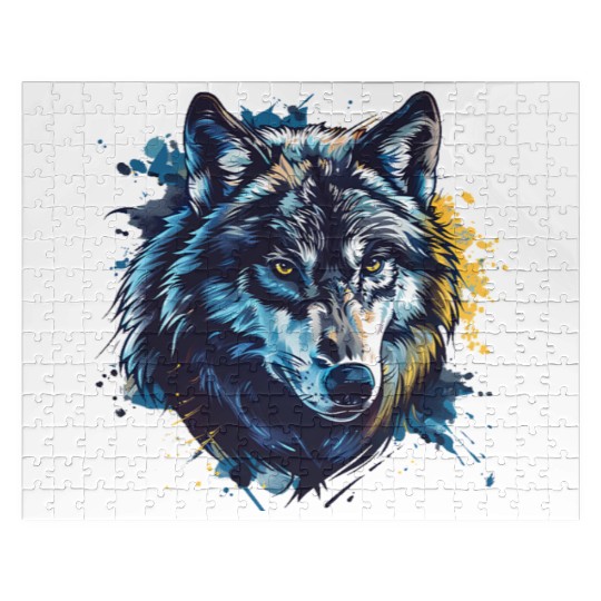 Alpha Wolf Paint Splash Jigsaw Puzzles