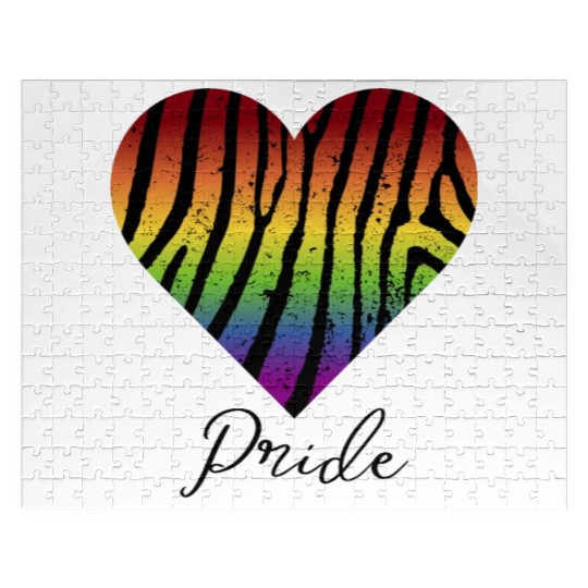 LGBTQ+Pride Rainbow heart-pattern tiger leather Jigsaw Puzzles