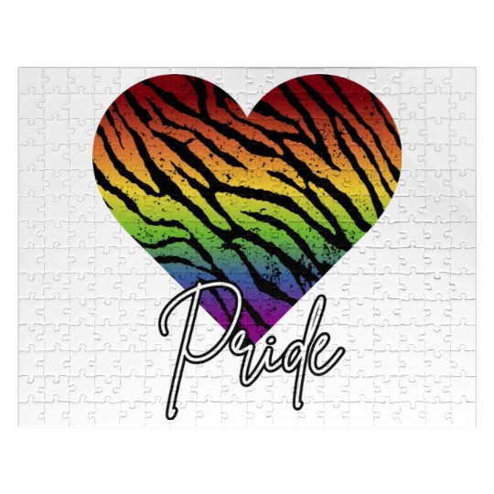 LGBTQ+Pride Rainbow heart-pattern tiger leather Jigsaw Puzzles