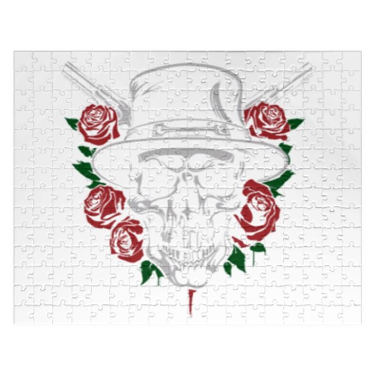 Skeleton Roses Guitar Guns Skull Roses Jigsaw Puzzles