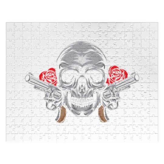 Skeleton Roses Guitar Skull Roses Guns Jigsaw Puzzles
