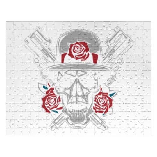 Skeleton Roses Guitar Skull Roses Guns Jigsaw Puzzles