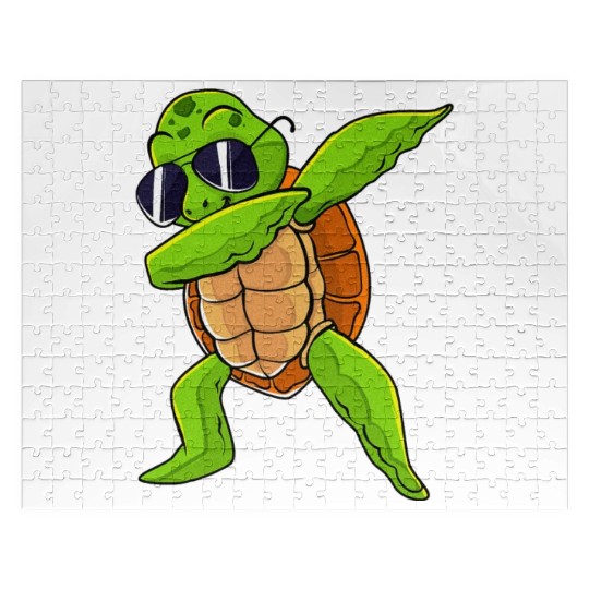 Dabbing Sea Turtle Animal Lover Save The Turtles Jigsaw Puzzles
