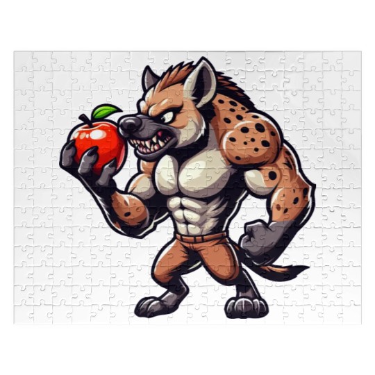 Hyena Enjoying Apple Fitness Workout Jigsaw Puzzles