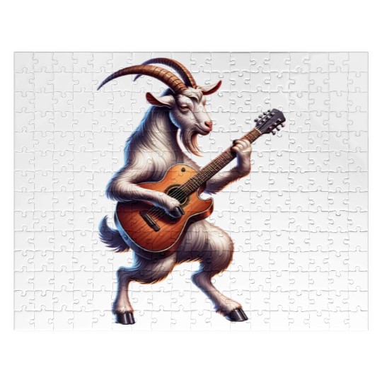 Cool Goat Guitarist E-Guitar Design Jigsaw Puzzles