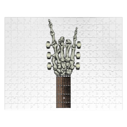 Rock On Skeleton Hand Guitar Rock Roll Rock Band Jigsaw Puzzles