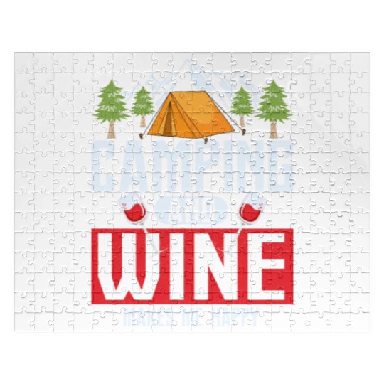 Camping and wine makes me happy Camper Outdoor Jigsaw Puzzles
