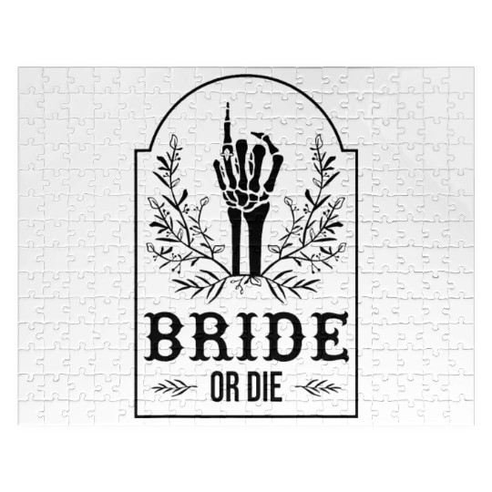 Bride Or Die Skeleton Hand Gothic Bachelorette Jigsaw Puzzles