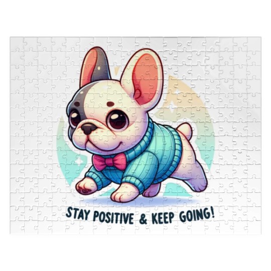 Stay Positive French Bulldog Motivational Words Jigsaw Puzzles