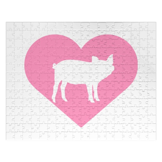 I Love Pigs pig heart piggy piglet silhouette Jigsaw Puzzles