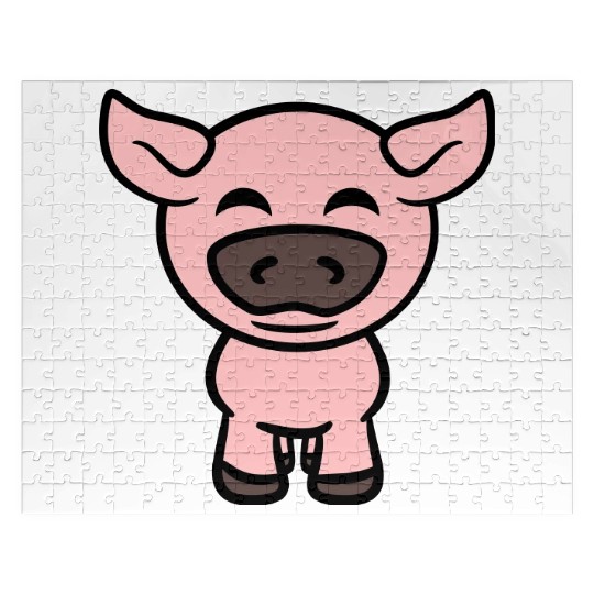 Little cute piggy pig piglet cartoon animal love Jigsaw Puzzles