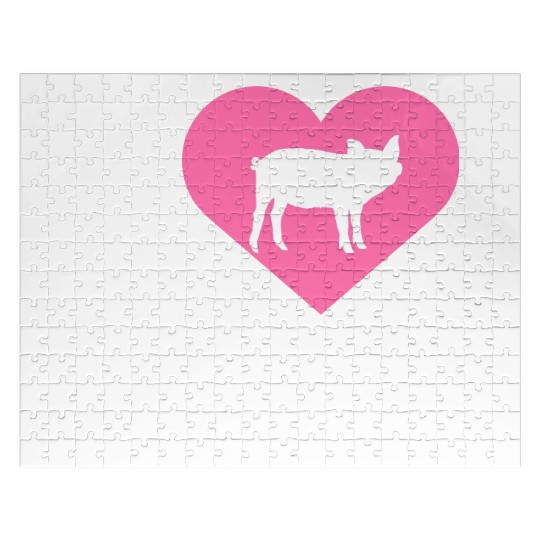 I Love Pigs pig heart piggy piglet silhouette Jigsaw Puzzles
