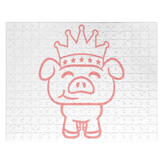 Pig King Queen Crown Prince Princess Piggy Piglet Jigsaw Puzzles