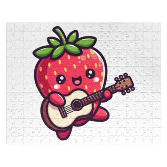 cute strawberry with guitar Jigsaw Puzzles