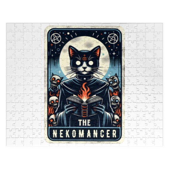 The Nekomancer Funny Tarot Necromancer Cat Pun Jigsaw Puzzles