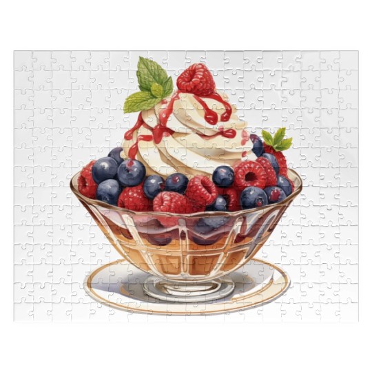 Fruity Raspberries and Blueberries Parfait Sundae Jigsaw Puzzles