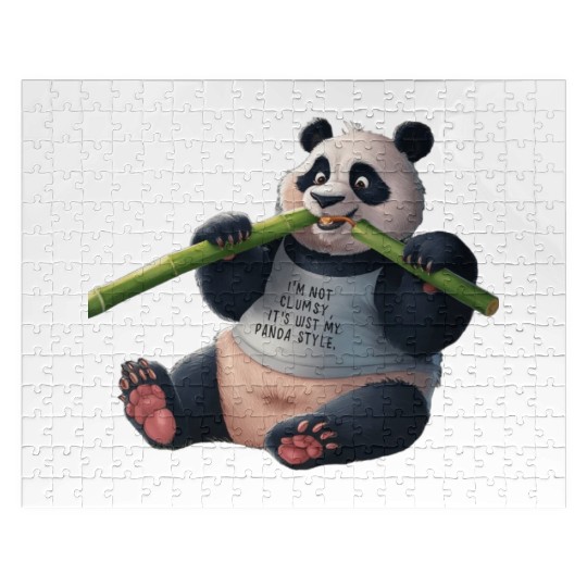 Panda Paradise: Serene Panda Enjoying a Bamboo Fea Jigsaw Puzzles