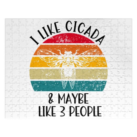 I Like Cicada & Maybe Like 3 People, Retro Sunset Jigsaw Puzzles