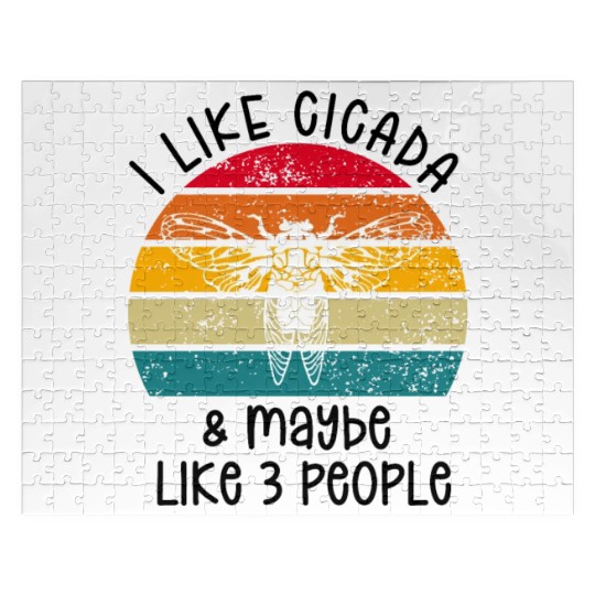 I Like Cicada & Maybe Like 3 People, Retro Sunset Jigsaw Puzzles