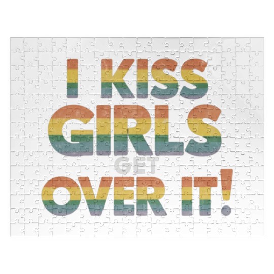 I Kiss Girls Get Over It Funny Lesbian Bisexual Jigsaw Puzzles