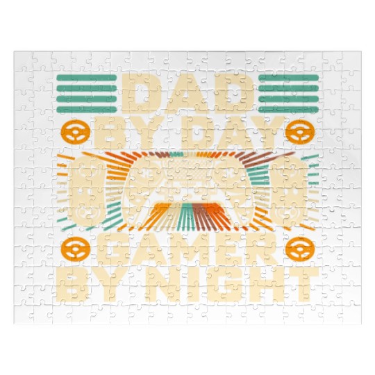 funny Dad by day gamer by night, father's day Jigsaw Puzzles