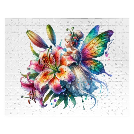 Tiger Lily Fairy Floral Fantasy Watercolor Jigsaw Puzzles