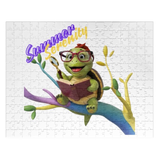 Cute Little Green Sea Turtle on Ocean Jigsaw Puzzles