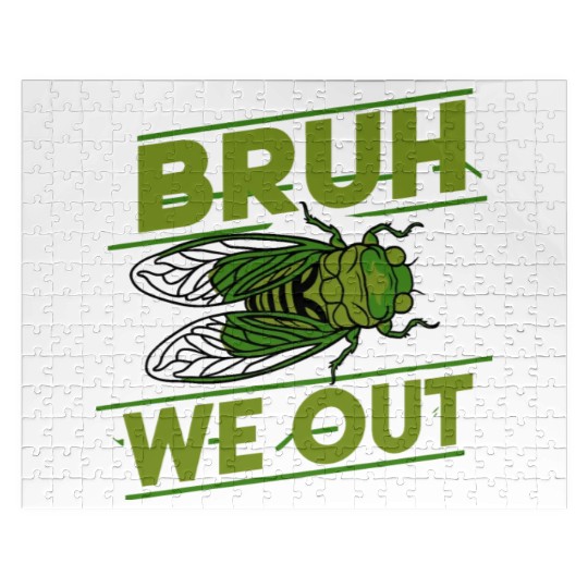 Bruh We Out Green Cicada Jigsaw Puzzles