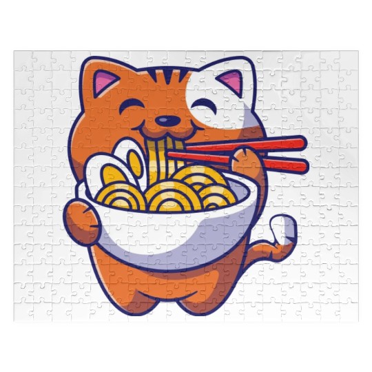 Cat Ramen Noodle Japanese Anime Manga Ramen Kawaii Jigsaw Puzzles