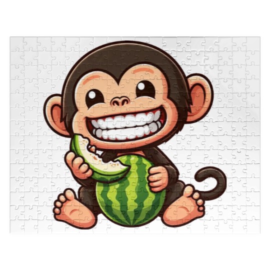 Monkey chimpanzee melon watermelon honeydew melon Jigsaw Puzzles