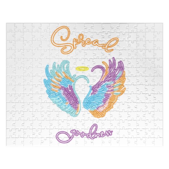 Neon angel wings with helo Jigsaw Puzzles