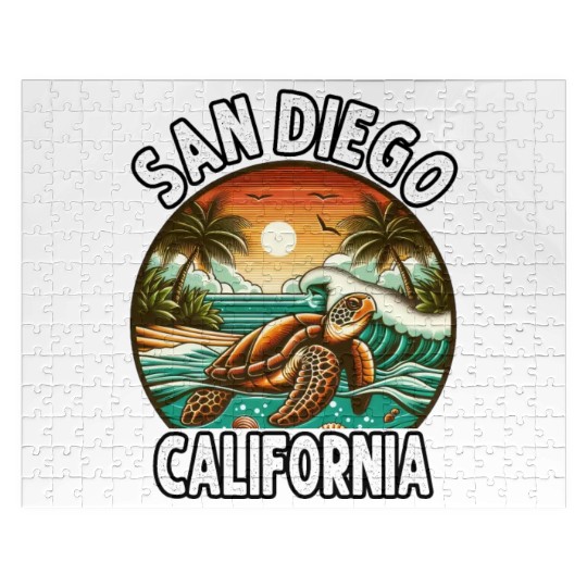 California Beach, San Diego Sea Turtle Beach Jigsaw Puzzles