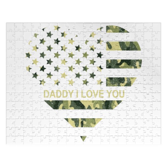 I Love Daddy American Flag Heart Gift Fathers Day Jigsaw Puzzles