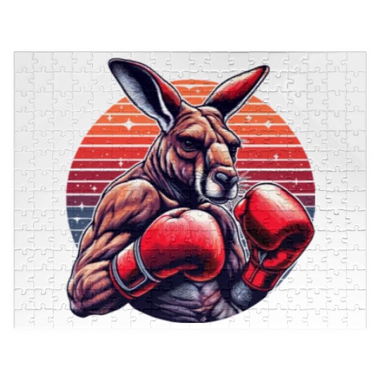 Funny Kickboxing Or Boxing Humor Sport Kangaroo Jigsaw Puzzles