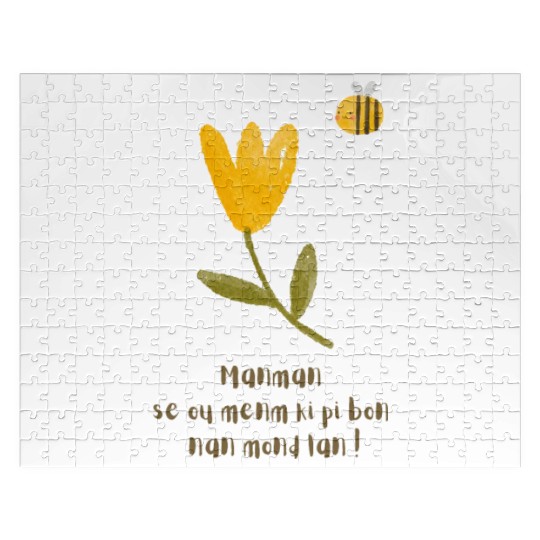 Haitian Mother's Day : Watercolor Flower &Bee Jigsaw Puzzles