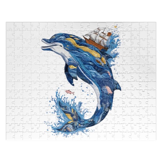Majestic Ocean Waves Sailing Adventure Dolphin Jigsaw Puzzles