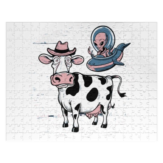 Alien UFO Cow Jigsaw Puzzles