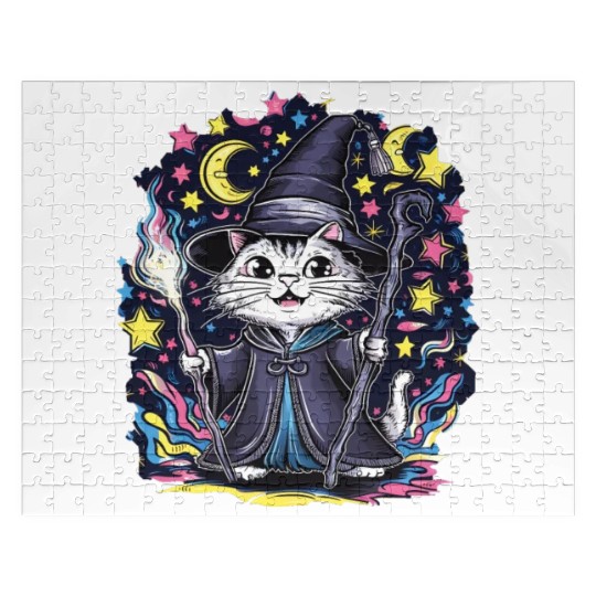 Charming Wizard Cat Casting Magic Jigsaw Puzzles