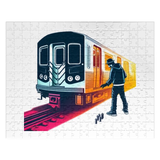 AI Teen at Subway Layup Masked Jigsaw Puzzles