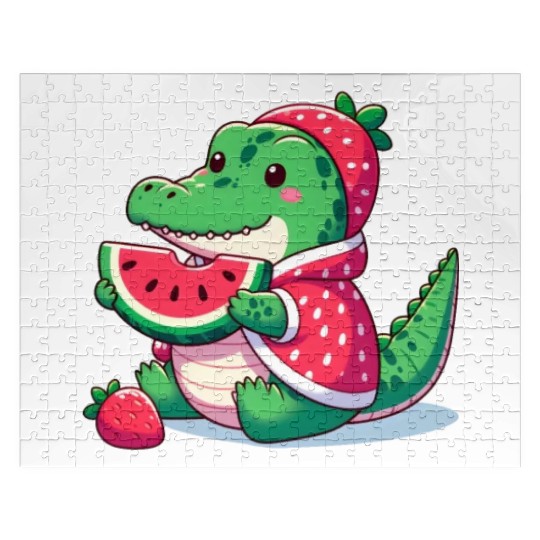 Crocodile in watermelon costume Jigsaw Puzzles