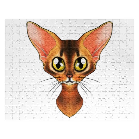 Cat Lover I Cat Face I Abyssinian Cat Jigsaw Puzzles