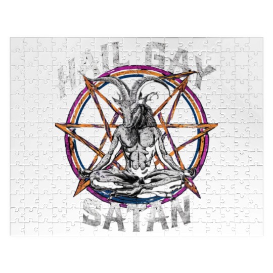 Funny Hail Gay Satan LGBT Goth Gay Pride Baphomet Jigsaw Puzzles