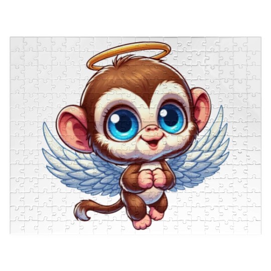 Monkey chimpanzee angel cartoon Jigsaw Puzzles