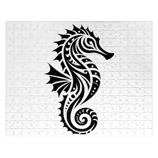 Water Swimming Training Tribal Seahorse Tattoo Jigsaw Puzzles