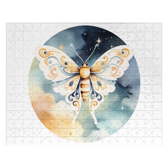 Dreamlike Flight: A Moth's Dance Among the Stars Jigsaw Puzzles
