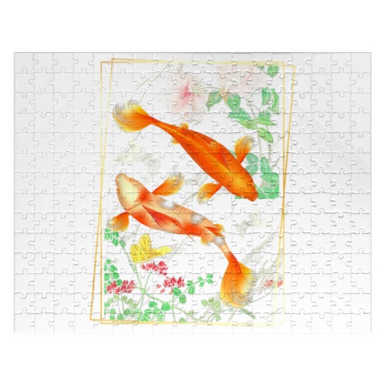 Japanese Koi Carp Nishikigoi Fish Cherry Blosso Jigsaw Puzzles